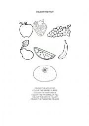 English Worksheet: COLOUR THE FRUITS