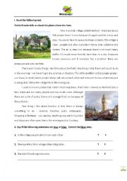 English Worksheet: CountrysidevsCity-ReadingComprehension