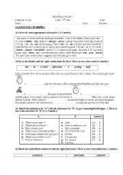 English Worksheet: 7th form Mid-Term test N:1