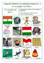 English Worksheet: ENGLISH WORDS OF FOREIGN ORIGIN H - I (HINDI or URDU, HUNGARIAN, INDONESIAN) - a pictionary