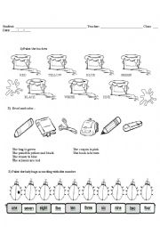 English Worksheet: colors and numbers