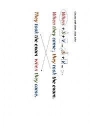 English Worksheet: clauses with when