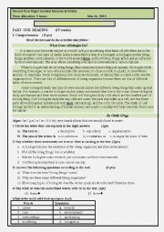 English Worksheet: second term exam for second year classes 