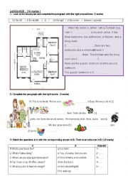 English Worksheet: end of term test n 2: language