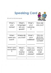 Speaking cards personal info