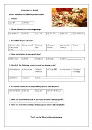 English Worksheet: PIZZA QUESTIONAIRE 