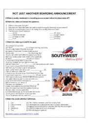 English Worksheet: Listening - Southwest Airlines boarding announcement