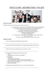 English Worksheet: Video Class Addams Family Values