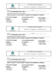 English Worksheet: Video Quiz about Environment