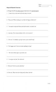 English Worksheet: Reported speech 