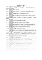 English Worksheet: teacher evaluation