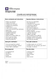 English Worksheet: Classroom Language