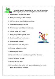 English Worksheet: Funny test for April  fools day