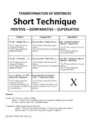 English Worksheet: Short technique -- Positive to comparative to Superlative