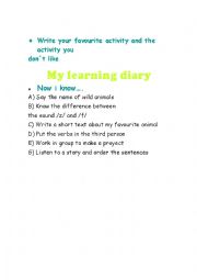 English Worksheet: My learning diary