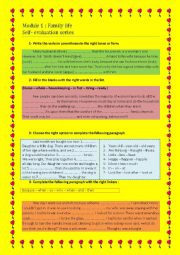 English Worksheet: Module one family life evaluation 