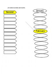 English Worksheet: Ordinal numbers and months