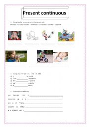 English Worksheet: Present continuous for little kids