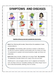 English Worksheet: Diseases and symptoms