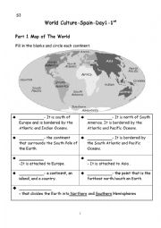 English Worksheet: Map of the World