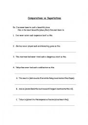 English Worksheet: Comparatives vs Superlatives