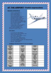 English Worksheet: AIRPORT: The most common and useful language