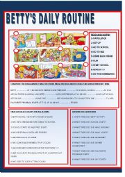 English Worksheet: BETTYS DAILY ROUTINE