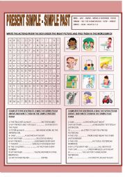 English Worksheet:  PRESENT SIMPLE- SIMPLE PAST