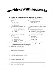 English Worksheet: WORKING WITH REQUESTS