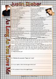 English Worksheet: ...:::SONG WORKSHEET:::... AS LONG AS YOU LOVE ME - JUSTIN BIEBER