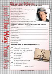 English Worksheet: ...:::SONG WORKSHEET:::... JUST THE WAY YOU ARE - BRUNO MARS