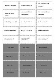 English Worksheet: Pair Work Card Game 