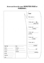English Worksheet: Draw and describe