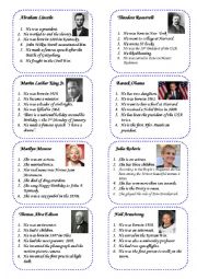 English Worksheet: Famous Americans - gamecards