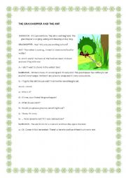 English Worksheet: THE GRASSHOPPER AND THE ANT