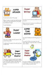 English Worksheet: Cooperative Learning Cards