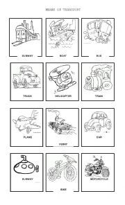 English Worksheet: Means of Transport