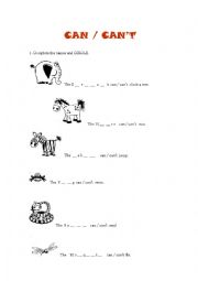 English Worksheet: Can / Cant