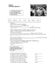 English Worksheet: Christina Aguilera Fighter. Song to teach comparatives