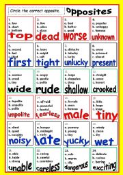 English Worksheet: OPPOSITES # 6  (two pages)
