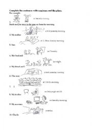 English Worksheet: prepositions of place: in, at, on