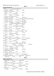 English Worksheet: multiple choice test for starters