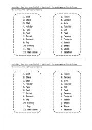 English Worksheet: Vocabulary - Matching words - Traveling