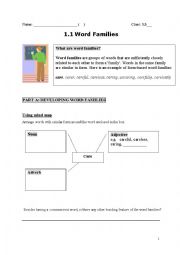 English Worksheet: Word families