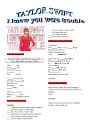 English Worksheet: TAYLOR SWIFT TROUBLE