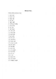 English Worksheet: Pronunciation - Minimal Pairs Listening Exercise