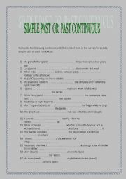 English Worksheet: simple past or past continuos