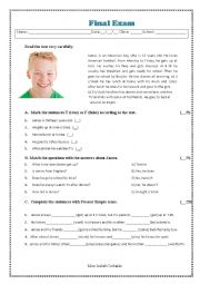 English Worksheet: final exam