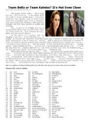 English Worksheet: Team Bella or Team Katniss? 