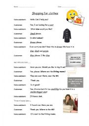 English Worksheet: Shopping for Clothes